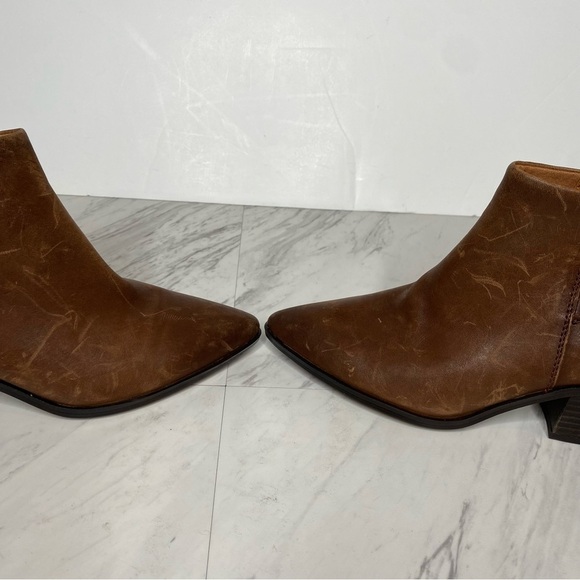 Franco Sarto Spur Brown Leather Bootie 7 1/2 M - Picture 9 of 15